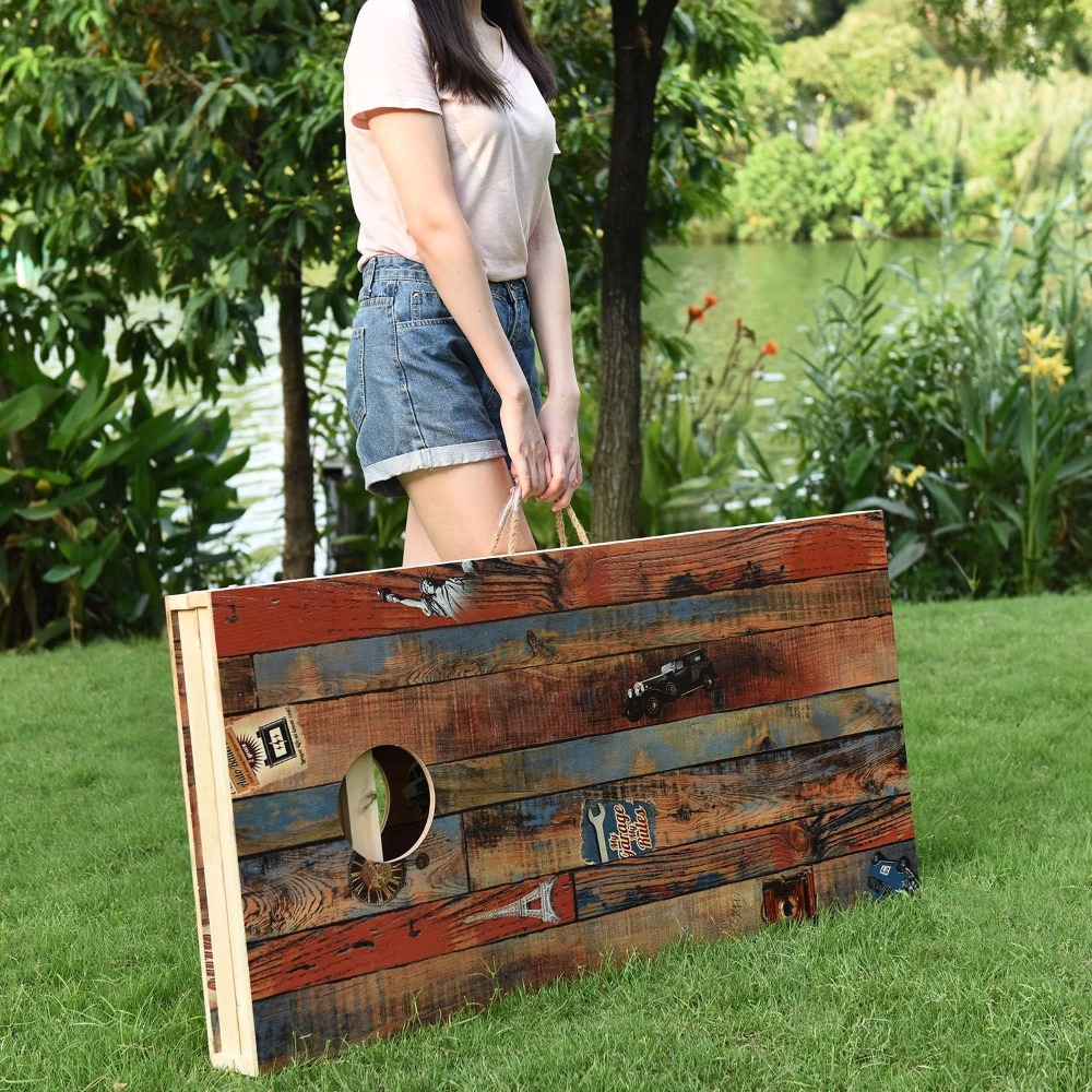 Cornhole Board Set - 원목 빈티지 스타일 콘홀 게임 세트