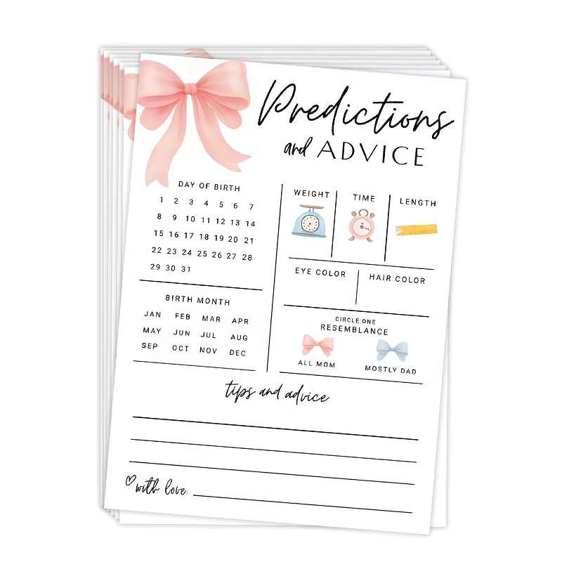 Party Games Baby Shower - 20개입 아기 예측 및 추천 카드