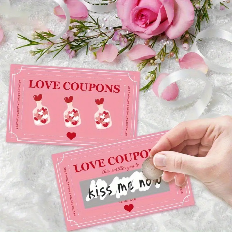 Party Games Couple - 30개 핑크 행운의 스크래치 카드. 파티