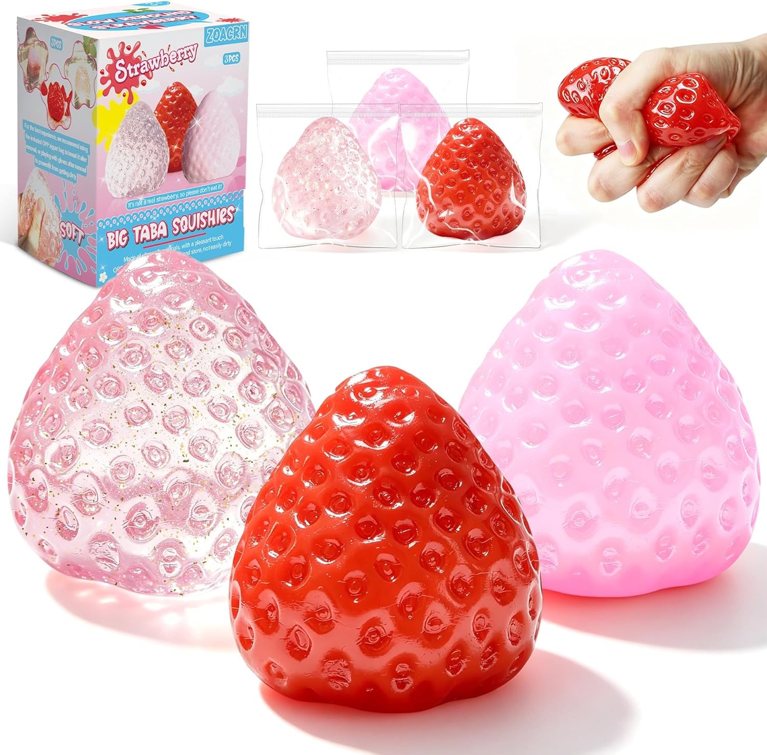 3Pcs 점보 딸기 타바 스퀴시 소프트 슬로우 라이징  - Party Games Children 리뷰 및 가격