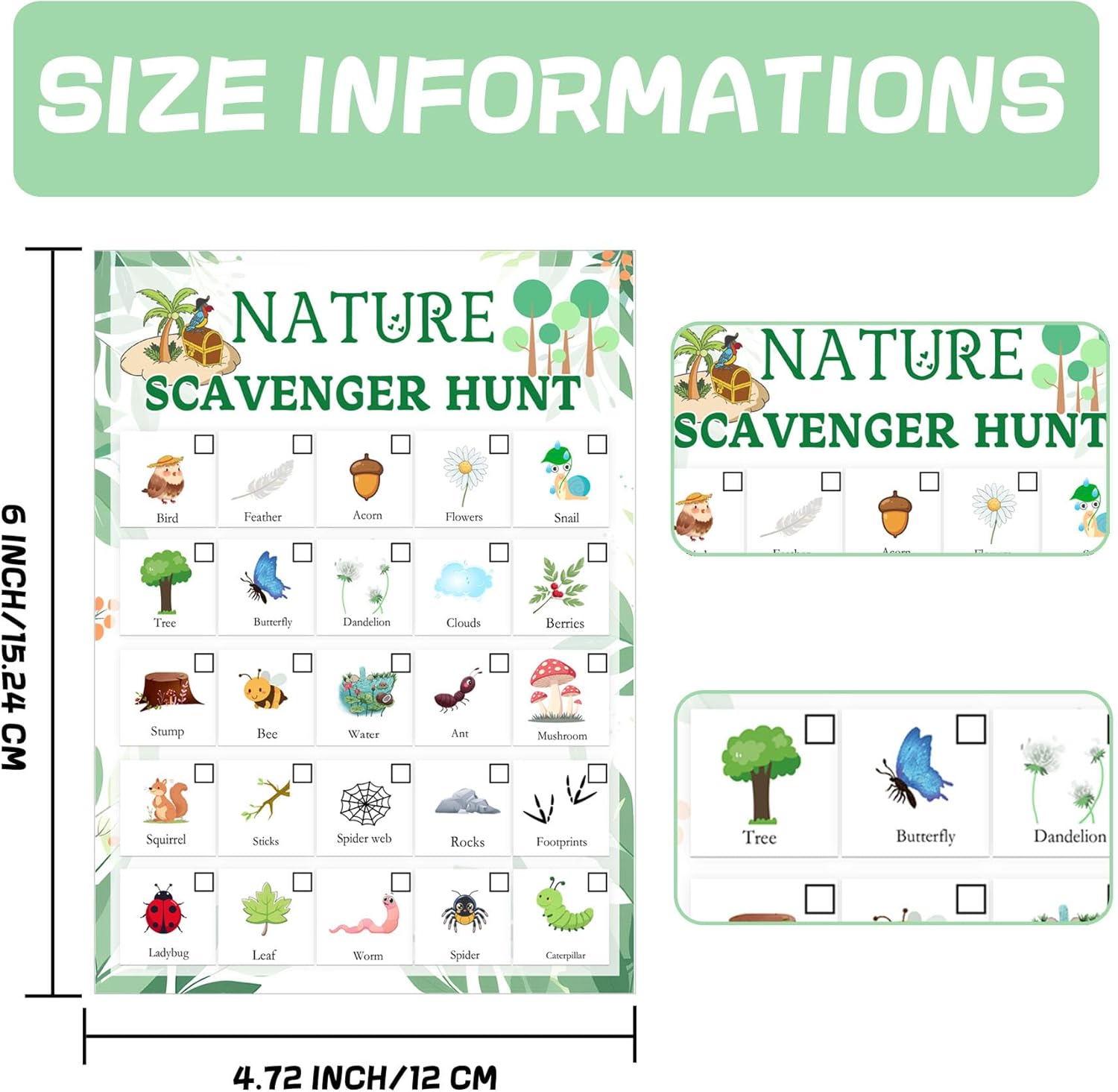 자연 탐험 카드 5 x 7인치 캠핑 탐험 카드 캠핑 로 - Scavenger Hunt Card 리뷰 및 가격