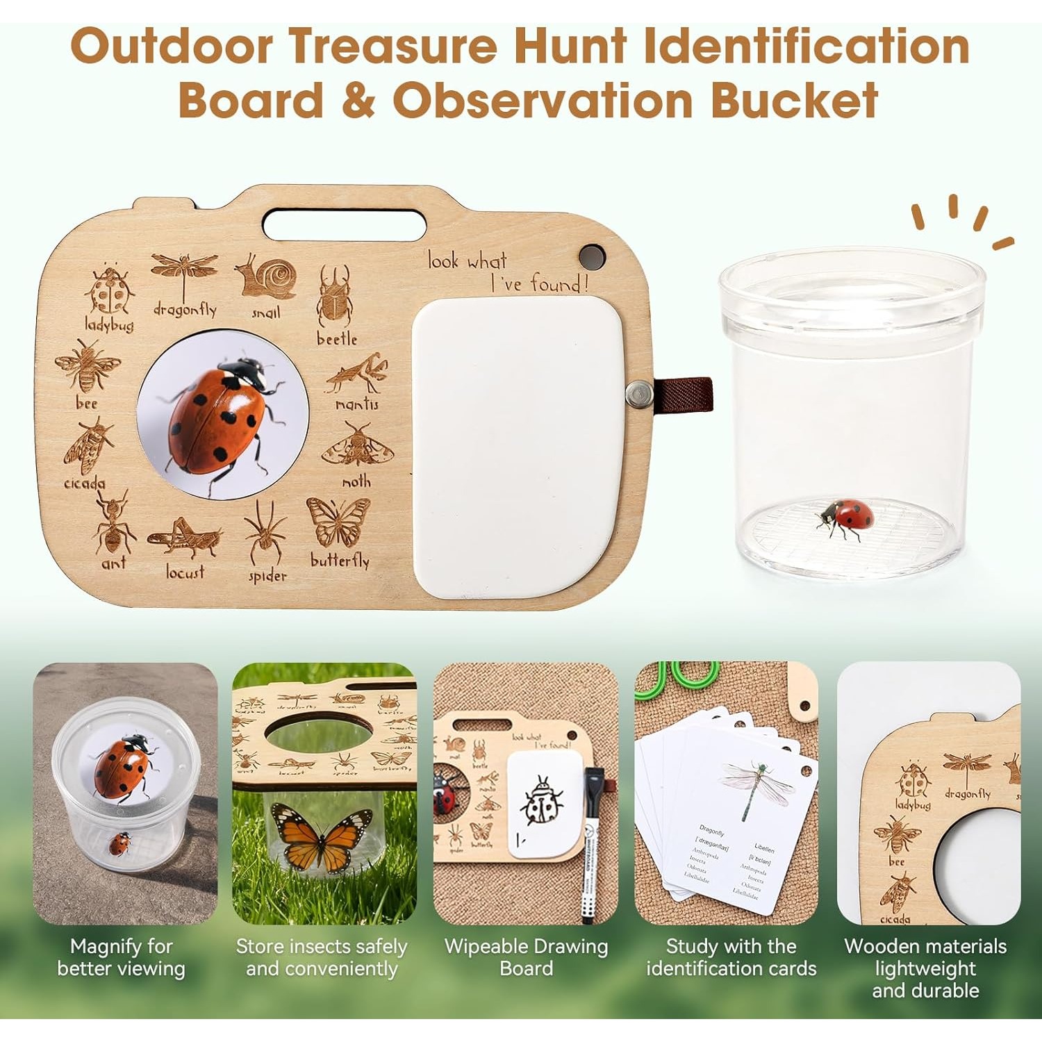 어린이용 곤충 채집 키트 (곤충 상자, 학습 카드, 관 - Scavenger Hunt Card 리뷰 및 가격