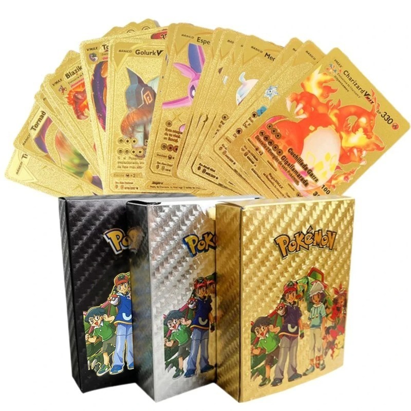 포켓몬 골드 포일 카드55PCS 황금 글자 영어 스페인 - Party Games In Spanish 리뷰 및 가격