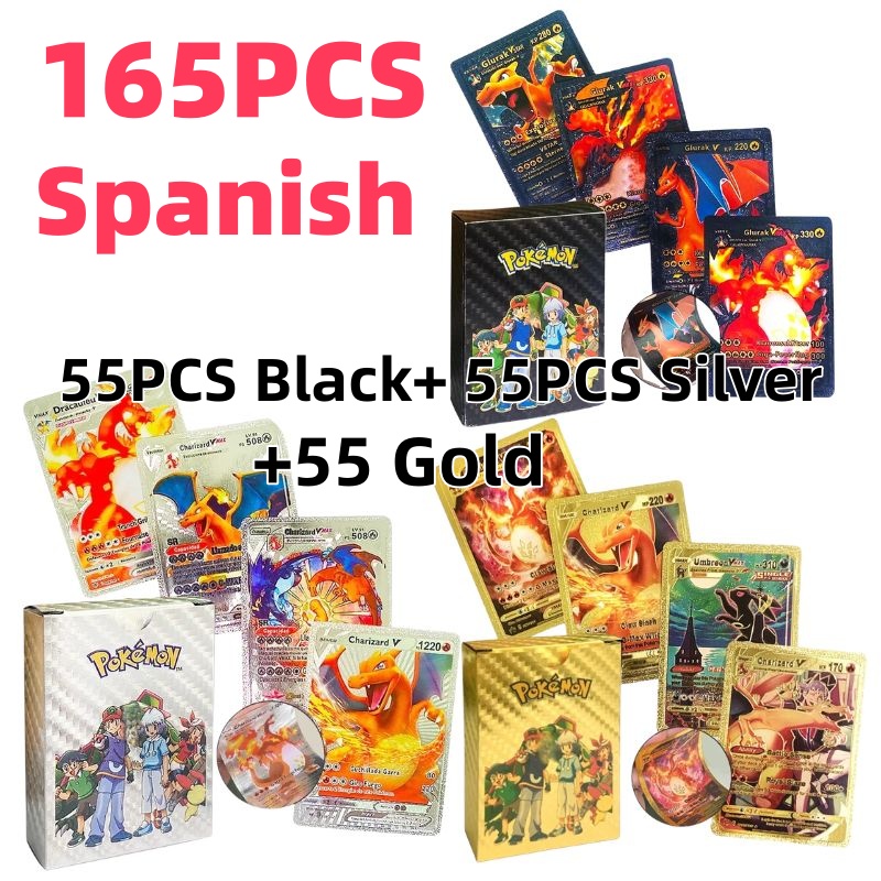 55PCS 포켓몬 카드 Vmax GX 골드 포일 플래시 - Party Games In Spanish 리뷰 및 가격